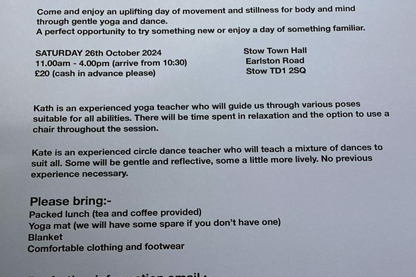 A Day of Yoga and Circle Dance - Circle Dancing and Yoga to suit all